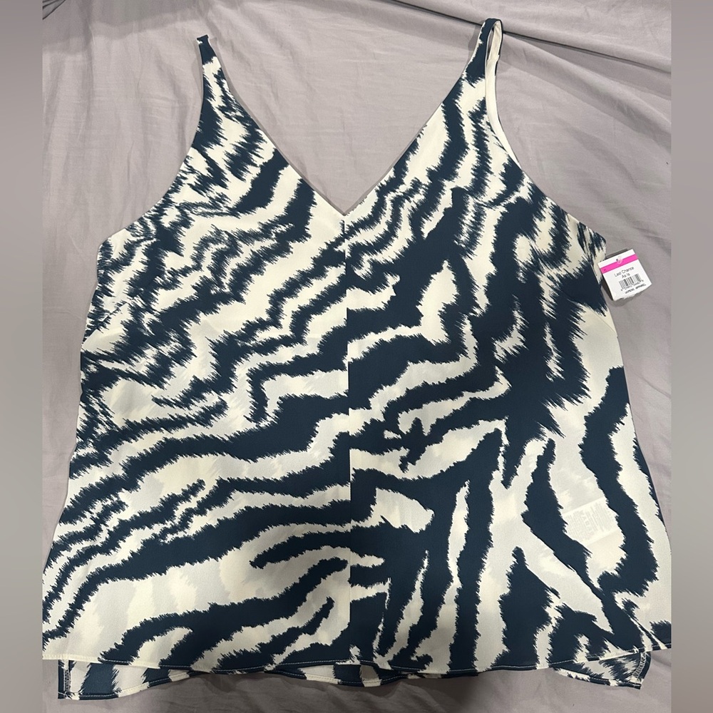 Ted Baker Blue and Cream Zebra Print Camisole Size 6